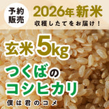 【2026年新米】【玄米5kg】農家直送つくばの低農薬コシヒカリ「僕は君のコメ」（9月下旬から順次発送）